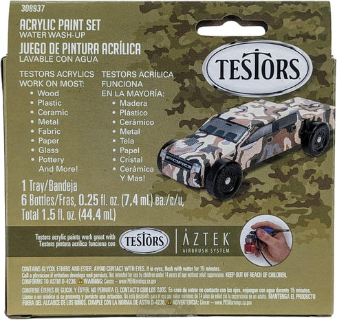Testors 308937 6 Color Acrylic Paint Set Wooden Derby Car with Paint Tray...