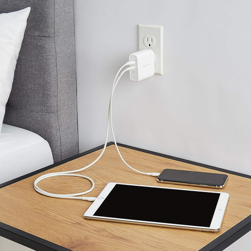 Amazon Basics 68W Two-Port GaN Wall Charger with 1 USB-C (60W) & 1 USB-A Ports (18W) with PD for Laptops, Tablets & Phones (iPhone 15/14/13/12/11/...