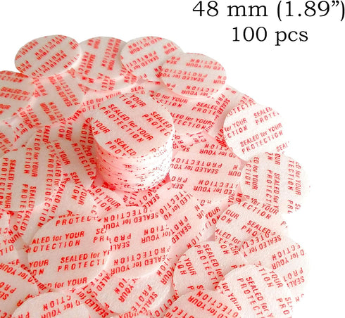 Pressure Sensitive Torque Activated Seals Cap Liners - 48 mm (1.89") -100 PCS -Made in USA- for Glass & Plastic Bottles & Containers - No Inductio...