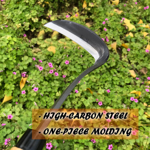 SHANFEEK Japanese Weeding Sickle Hoe Gardening Tools 13-Inch Weed Remover Tool High-Carbon Steel One-Piece Molding with Hard Solid Wood Handle(Sna...