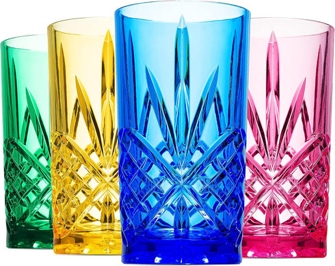 Godinger Acrylic Highball Glasses, Tall Beverage Highballs Drinking Glasses Cups, Shatterproof and Reusable Tumbler Cups - Dublin Collection, Set ...