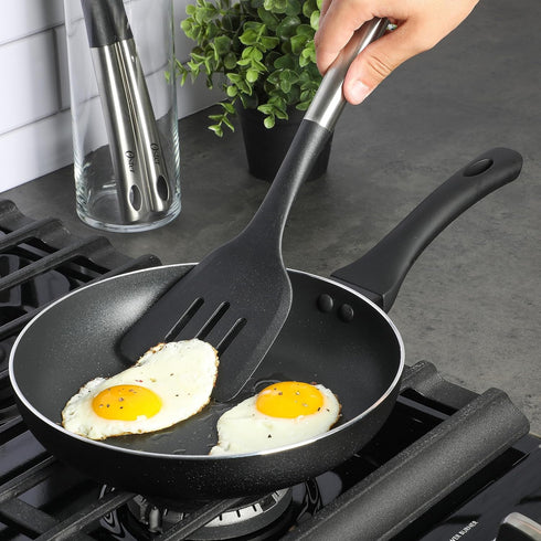 Oster Baldwyn 13" Slotted Nylon Turner Spatula - Black w/Stainless Steel Handle...