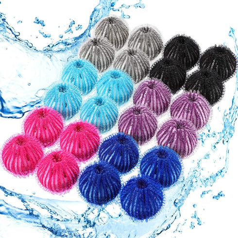Blulu 24 Pieces Pet Hair Remover for Laundry Dryer Balls Reusable Washing Machine Hair Catcher Pet Dog Cat Catcher Lint Remover (Light Blue,Blue,G...
