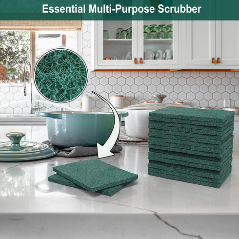 100 Pack - Heavy Duty Scour Pads - Reusable Non-Scratch 3 x 4 Inch Scouring Pads for Household Kitchen Dishes Pots Pans & Metal Grills, Multipurpo...
