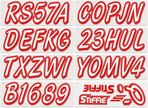 Whipline Solid White/Red 3" Alpha-Numeric Registration Identification Numbers Stickers Decals for Boats & Personal Watercraft...