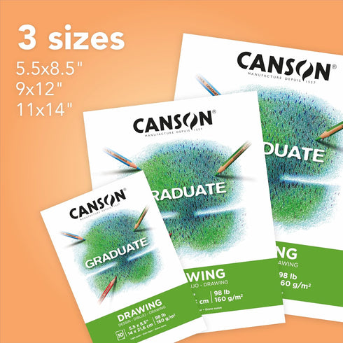 Canson Graduate Drawing Pad, Foldover, 9x12 inch, 30 Sheets | Artist Paper for Adults and Students - Drawing, Sketching and Art Journaling...