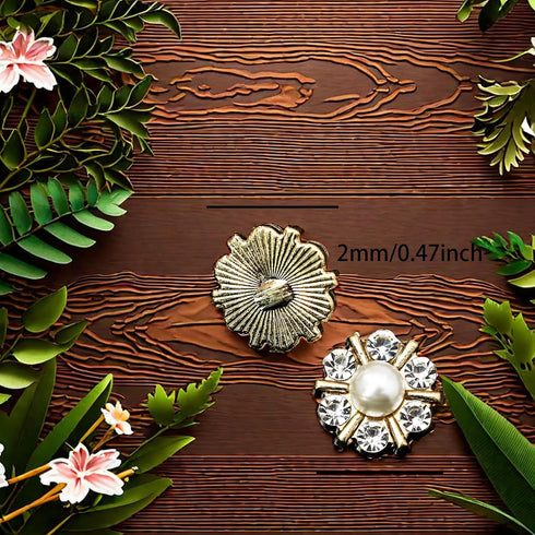 100 pcs Rhinestone Pearl Buttons Accessory Decoration Set for DIY Scrapbooking Embellishments Wedding Bouquet Flower Centre Home Decor 12mm (100 G...