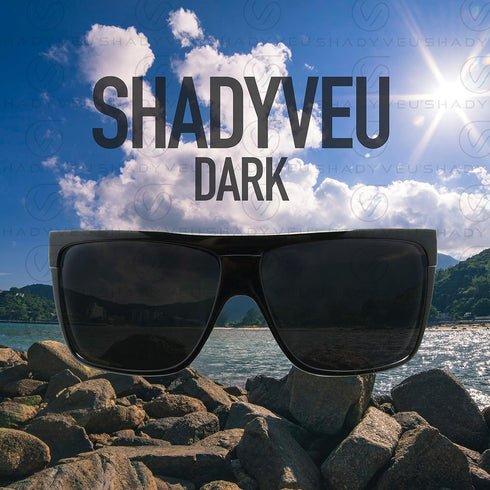 ShadyVEU Oversized Super Dark Lens Square Sunglasses Flat Top Large Black Out Shades for Migraines, Light Sensitivity...