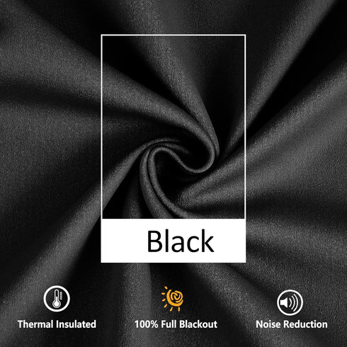 Treatmentex Pom Pom Blackout Curtains Black 45" Half Window Curtain Set for Small Window Basement Laundry Short Drapes 2Panels Rod Pocket...
