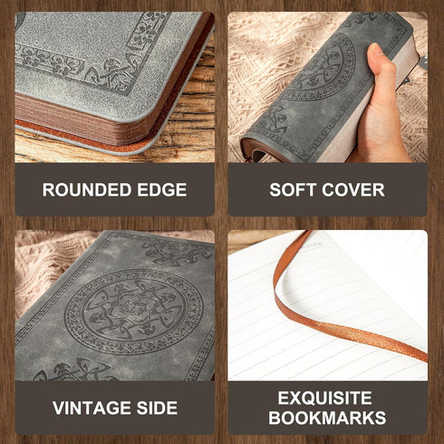 CAGIE Leather Vintage Journal for Men Soft Cover Lined Pages Notebook 180 Lay Flat for Writing Travel Diary, 5.7'' x 8.3'', Grey...