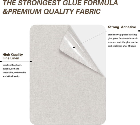 KING MOUNTAIN Fine Linen Repair Patches, Self-Adhesive Linen Fabric Patches, 8X11 inch Extra Size, Multi Color, Can be Used for Linen Sofa Repair ...