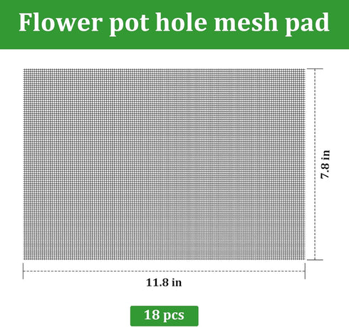 18pcs Flower Pot Hole Mesh Pad, 11.8x7.8 Inch Planter Mesh Drainage Screen, DIY Drainage Netting Pot Bottom Grid Mat Keep Soil from Flowing Away...