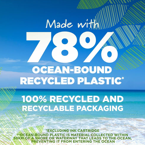 BIC Ecolutions Ocean-Bound Ball Pens, Medium Point (1.0mm), 4-Count Pack, Black Ink Pens Made from 78% Ocean-Bound Recycled Plastic...