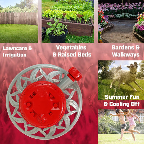 Chapin 4998: 8-Pattern Metal Circle Sprinkler, 360 Degree Sprinkler Head for Small Gardens and Lawns, Up to 40 ft Coverage Area, Lawn Sprinkler, S...