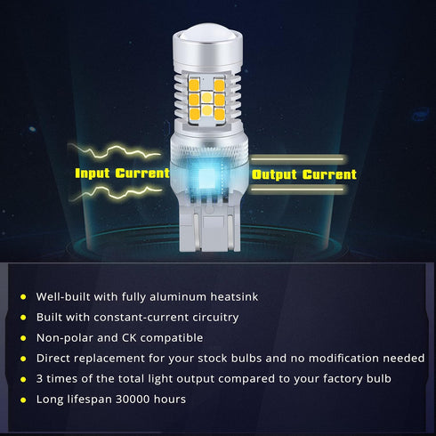 Alla Lighting 7444NA 7443 LED Switchback Turn Signal Lights Bulbs, Dual Color Amber Yellow/6000K White, Blinker Lamps/Parking Lights/DRL Super Bri...