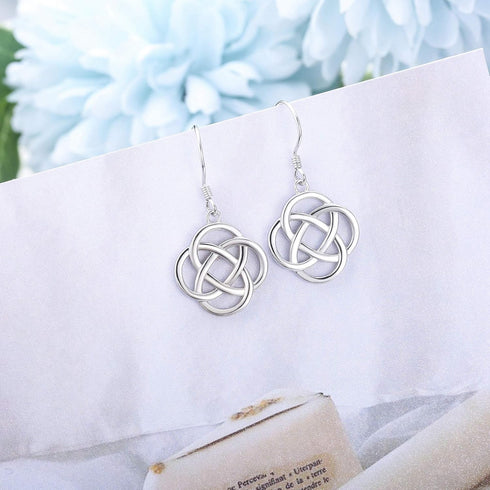 Sllaiss 925 Sterling Silver Celtic Knot Drop Earrings for Women Good Luck Irish Vintage Earrings Round Dangle Earrings...