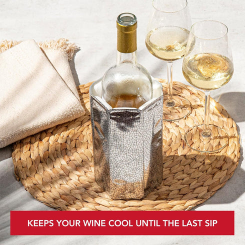 Vacu Vin Rapid Ice Active Cooler Wine Bottle Chilling Sleeve, Standard, Silver...