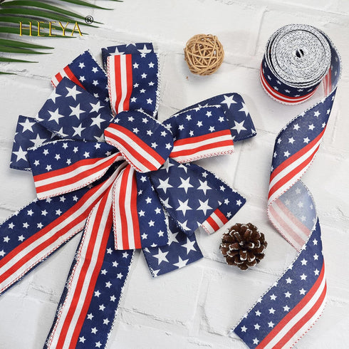 American Flag Ribbon, DIY Summer Ribbon Patriotic Ribbon Red Ribbon, Red White and Blue Ribbon for Gift Wrapping Decorations, Fourth of July Ribbo...