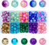 TOAOB 200pcs 8mm Glass Beads for Jewelry Making Crackle Glass Lampwork Beads Round Loose Spacer Bead Supplies for DIY Crafts Bracelets Necklaces...