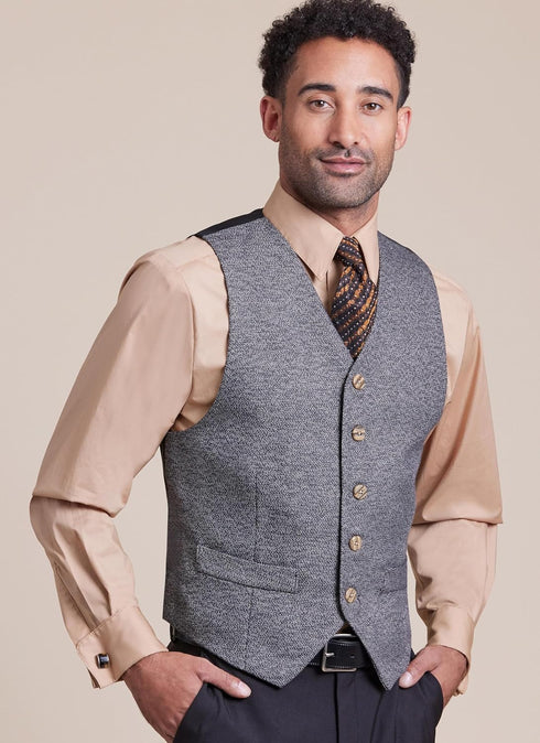 McCall's Men's Lined Vest, Bow Tie, Tie, and Shirts Sewing Pattern Kit, Design Code M8415, Sizes S-M-L...