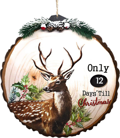 Hanna's Handiworks Indoor Hanging Snowman Santa Claus Advent Calendar for The Holidays, Wooden Wall & Door Round Circular Shaped Decoration - Days...