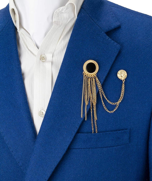 Knighthood Brooch Pin Round Block Enamel With Gold Chain And Honorary Coin Brooch Suit Stud Lapel Pin...
