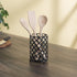 Home Basics Beautiful Heavy Duty Steel Lattice Cutlery Holder, Utensil Organizer, Rust-resistant, Free Standing, Black, 5" x 5" x 7"...