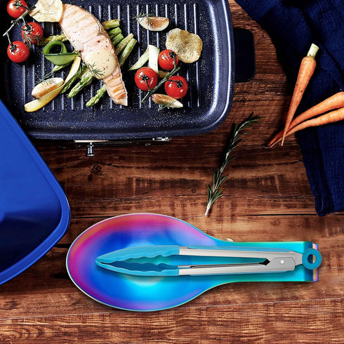LIANYU Rainbow Spoon Rest for Kitchen Counter Stove Top, Stainless Steel Spatula Ladle Spoon Utensil Holder, Dishwasher Safe...