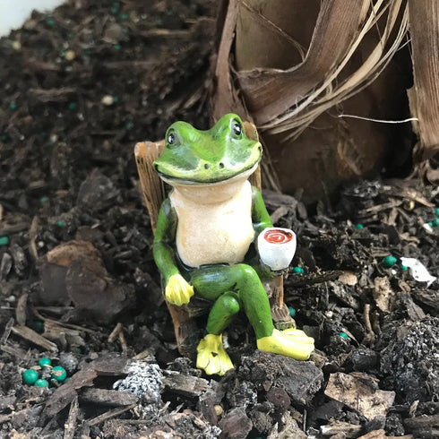Miniature Frog Garden Statue - 2" Tall - Mini Outdoor Accessory Figurine for Fairy Garden...