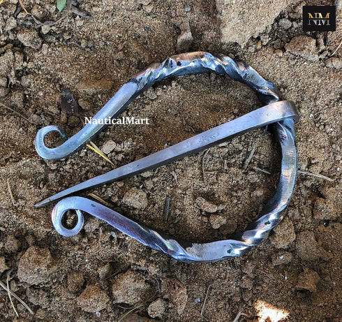 Medieval Hand - Forged Penannular Iron Brooch Fibula, Norse Cloak, Scarf-Shawl Pin, Cloak Clasp, Celtic, Renaissance Viking Age Jewelry Halloween ...
