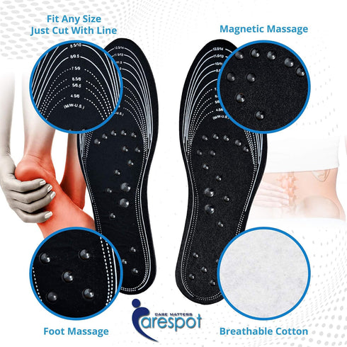 Carespot Acupressure Magnetic Massage Insoles for Men/Women, Foot Massager Shoe-pad Foot Therapy Reflexology Pain Relief Shoe Insoles | Memory Foa...