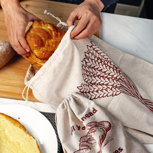 Linen Bread Bags, Pack of 4 Large and Extra Large Natural Unbleached Bread Bags, Reusable Drawstring Bag for Loaf, Homemade Artisan Bread Storage,...