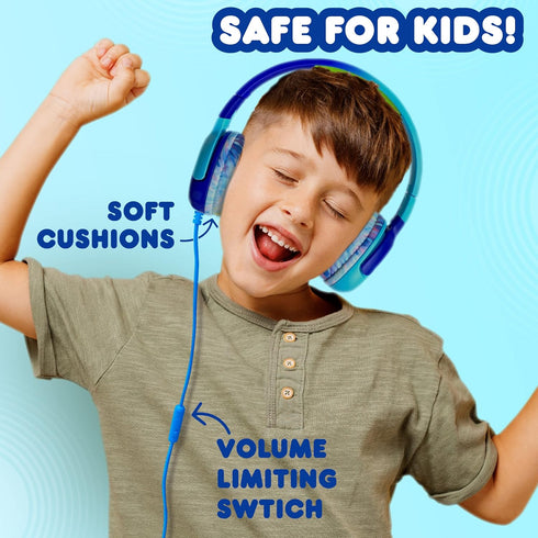 Move2Play Kidz Bop Wired Headphones for Kids | Microphone | 3.5mm Plug | Volume Limiting 85dB/94dB | Soft Pads | Adjustable | School Use | Gift 3 ...