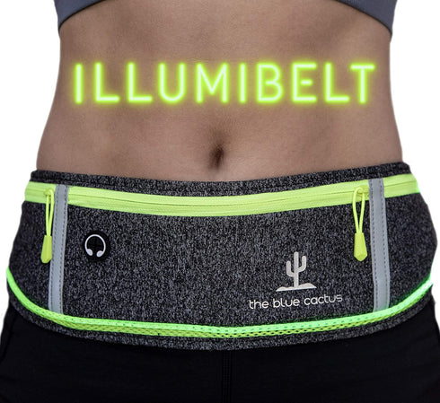 Reflective Running Light Belt with Zipper Pockets and USB Rechargeable, Night Safety Gear for Runners, Dog Walking Gear, Runners Reflective Belt F...