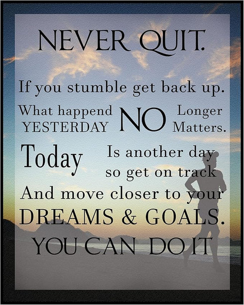 Posterizer 1 pcs-Never Quit-Reminder To Keep Going-Motivational & Inspirational Art- Gift for Men Women Entrepreneur Teens-Decor for Home & Office...