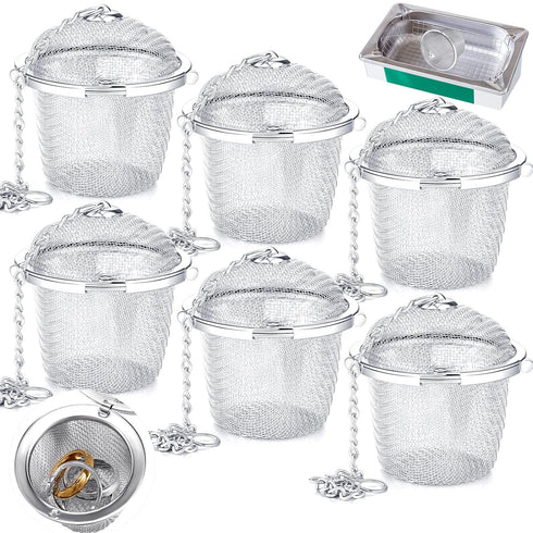 6 Pcs Ultrasonic Watch Parts Cleaner Baskets Stainless Steel Jewelry Steam Cleaner Ultrasonic Parts Cleaner Basket Mesh Ball Cleaning Small Holder...