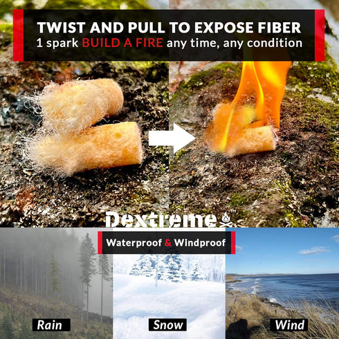 Fire Plugs (50) Waterproof Fire Starter for Campfires, Emergencies, Survival, Fire Pits, Grills | 5+ Minute Burn | All Natural | Made in North Ame...
