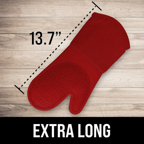 BPA-Free Silicone Oven Mitts Ultra Heat Resistant up to 500°F - Oven Mitts with Thick Cotton Liner - Long Slip Resistant Pot Holders, Flexible Ove...
