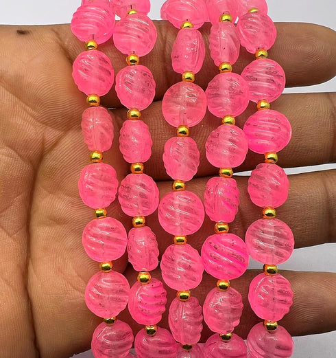 1 Strand Pink Topaz Quartz 17 Pieces Approx Beads Size 10x10mm Shape Curved Cut Carvin Making, Beading & Craft Supplies 7$ST03D134...