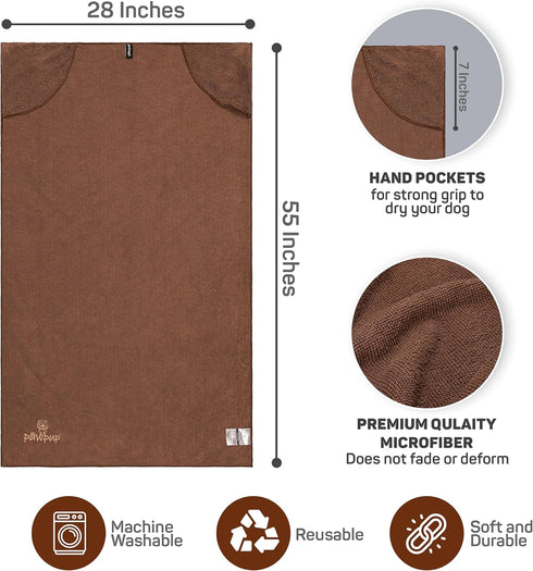 Dog Towel Super Absorbent Quick Drying Super Soft Microfiber Pet Towel for Dogs, Cats and Other Pets (55 x 28 Inches, Brown)...