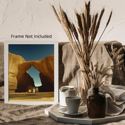 Posterizer 1 pcs-peaceful campsite set up under a rock arch 1-Landscape & Nature Art-Workplace & Office Art-Living Room Bedroom Decor- unframed wa...