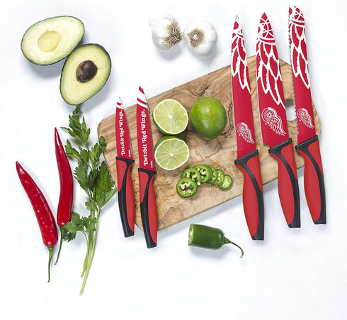 NHL 5-Piece Kitchen Knife Set - Includes Chef, Bread, Carving, Utility & Paring Knives - Durable & Dishwasher Safe - Ideal Gift for Sports Fans...