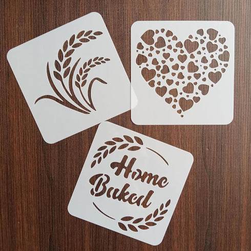 9 Pieces Bread Stencils Baking Stencil Set Cook Stencil Baking Template Bread, Cake, Coffee,Pie, or Cookie Stencils Template Mold for Decorating...