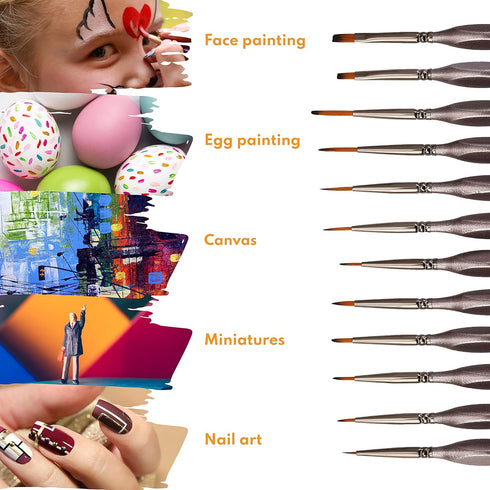 VUDECO 12pcs Brown Miniature Paint Brushes Oil Detail Paint Brushes Painting Miniature kit Small Paint Brushes Acrylic Paint Brushes Plastic Model...