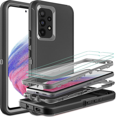 for Samsung A53 5G Case, Galaxy A53 5G Case with 2 Pcs Nano Explosion-Proof Film, 3 in 1 Full Body Shockproof Heavy Duty Protection Case for Samsu...