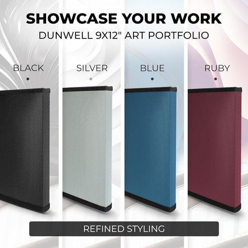 Dunwell 9x12 Art Portfolio Binder, Black Mounting Paper, Portfolio Binder for Artwork, 9 x 12 Art Folder, 24 Pockets Display 48 Pages, Acid-Free P...