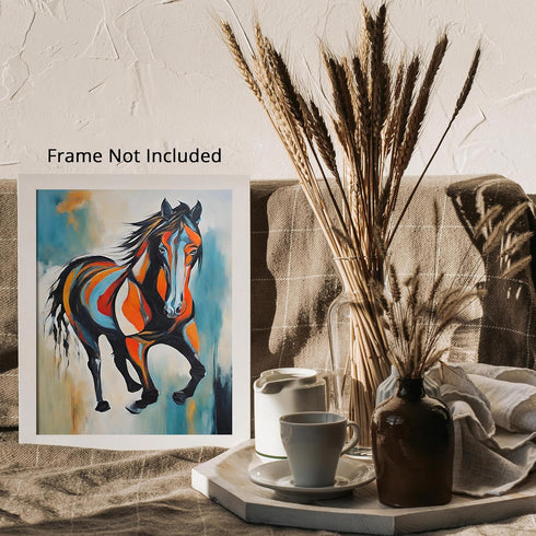 Posterizer 1 pcs- running horse in oil painting style poster-Art for Animal Lovers-Abstract & Modern Art-Gift for Art Lovers-Living Room Bedroom D...