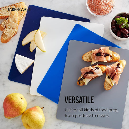 Farberware Flexible Kitchen Cutting Mat Set - Made in the USA - Cross-Contamination Prevention, 8x10 Inches, Non-Slip Design - Easy-Care Kitchen E...