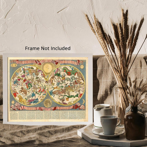 Posterizer 1 pcs-1687 celestial map-Francesco Brunacci-Astrology & Zodiac Art-Astronomy & Celestial Art-Gift for Steampunk and Astrology Lovers- U...