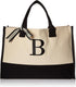 Mud Pie Classic Black and White Initial Canvas Tote Bags (B), 100% Cotton, 17" x 19" x 2"...